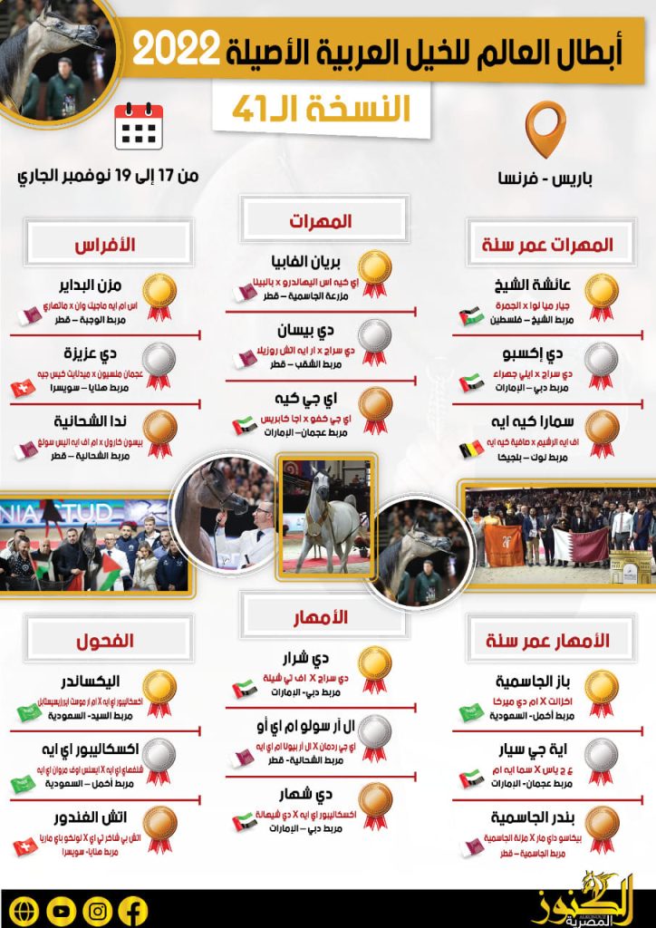 نتائج العام الماضي لبطولة العالم للخيل العربية