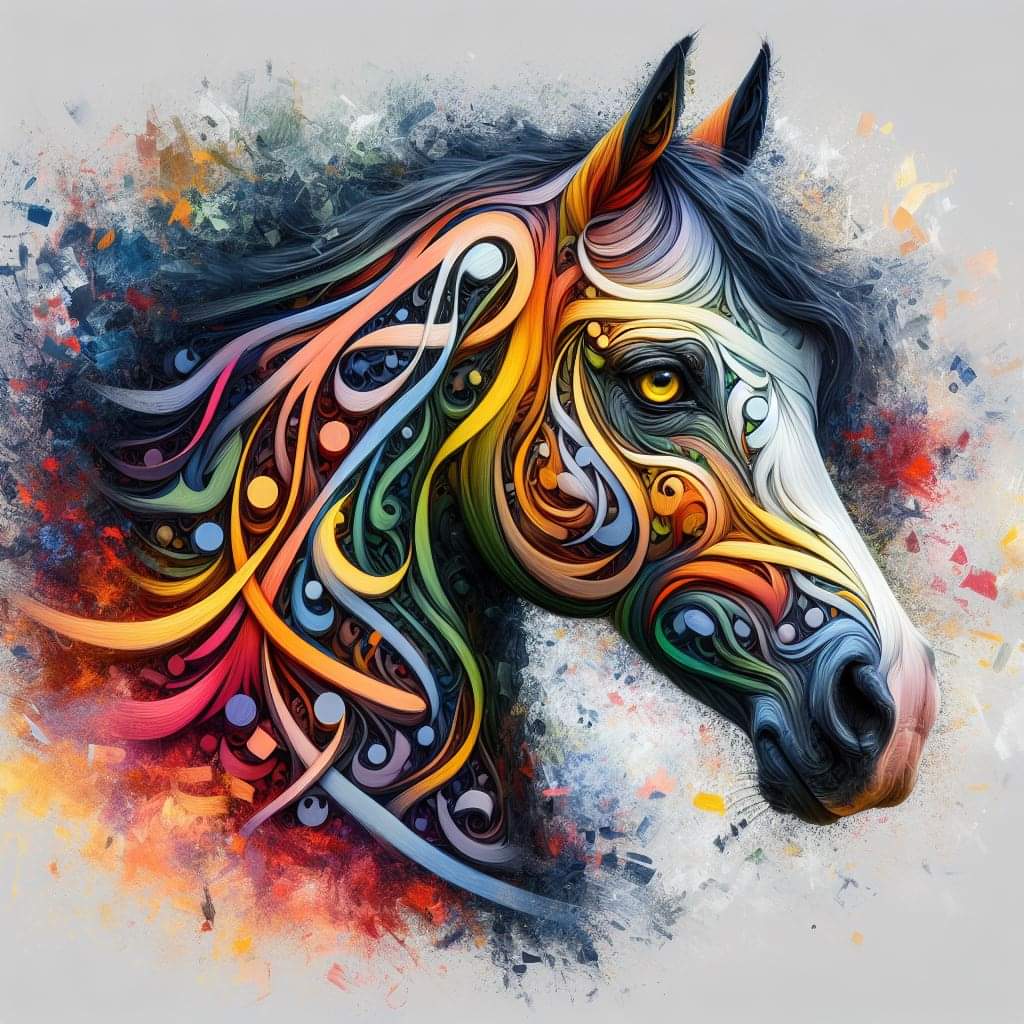 "سحر للعيون".. الحصان العربي يتناغم مع الحروف العربية في لوحة فنية